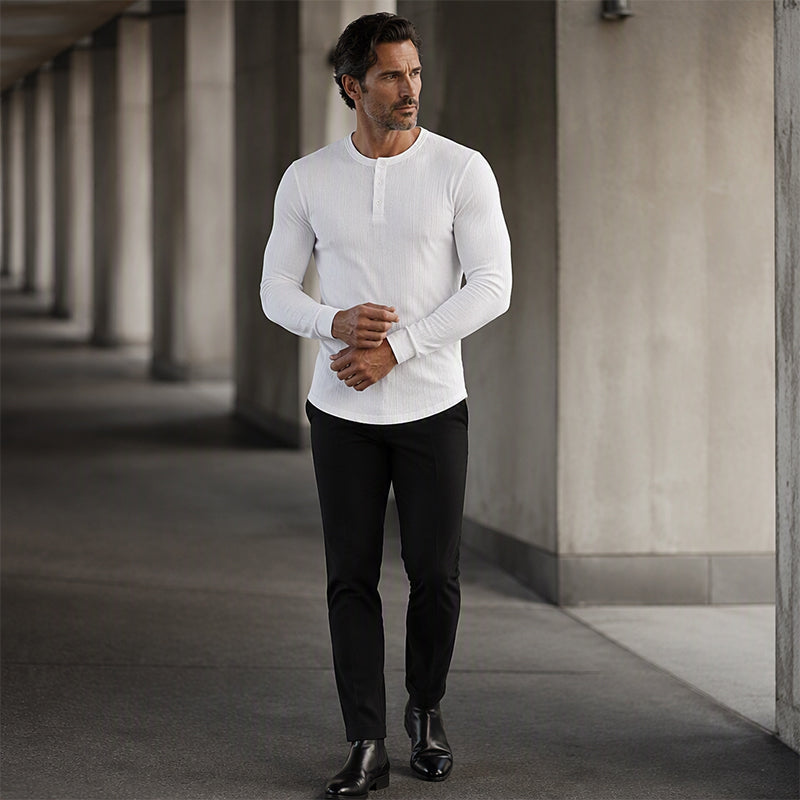 🔥 SHARPER EVERYDAY STYLE | Men's Textured Henley Shirt -50%
