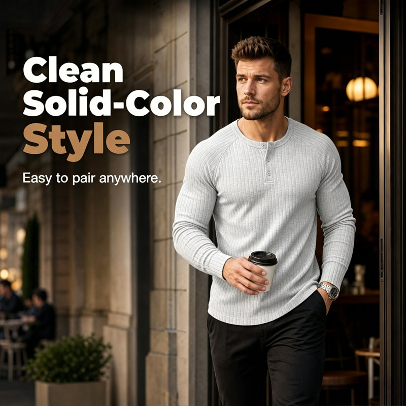 🔥 SHARPER EVERYDAY STYLE | Men's Textured Henley Shirt -50%