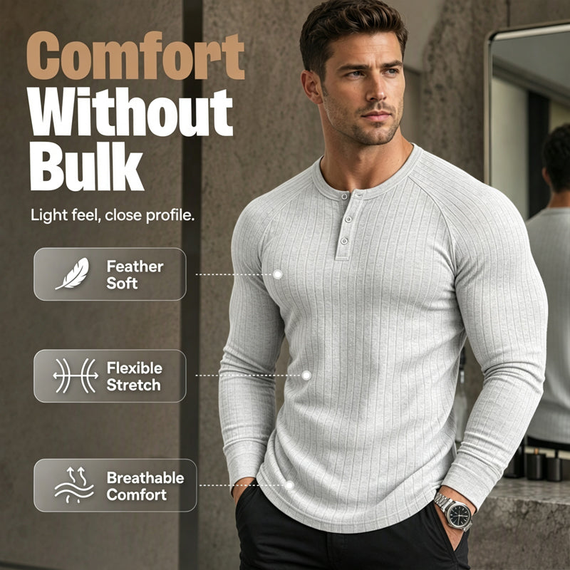 🔥 SHARPER EVERYDAY STYLE | Men's Textured Henley Shirt -50%