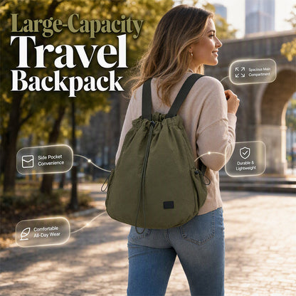 Women's Large Capacity Drawstring Tote Backpack