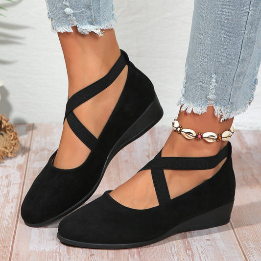 🔥Hot Sale👠 Women's Elastic-Strap Low Wedge Shoes