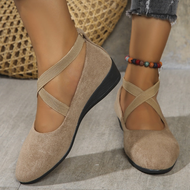 🔥Hot Sale👠 Women's Elastic-Strap Low Wedge Shoes