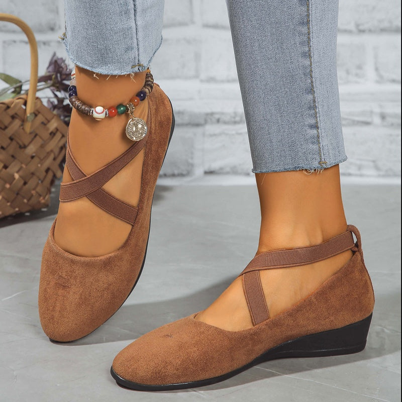 🔥Hot Sale👠 Women's Elastic-Strap Low Wedge Shoes