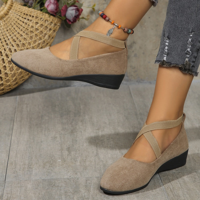 🔥Hot Sale👠 Women's Elastic-Strap Low Wedge Shoes