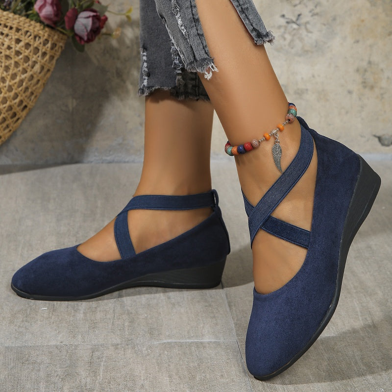 🔥Hot Sale👠 Women's Elastic-Strap Low Wedge Shoes