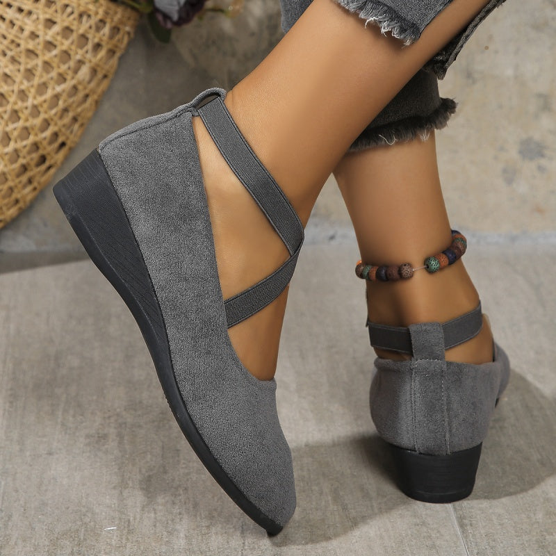 🔥Hot Sale👠 Women's Elastic-Strap Low Wedge Shoes