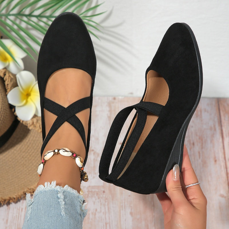 🔥Hot Sale👠 Women's Elastic-Strap Low Wedge Shoes