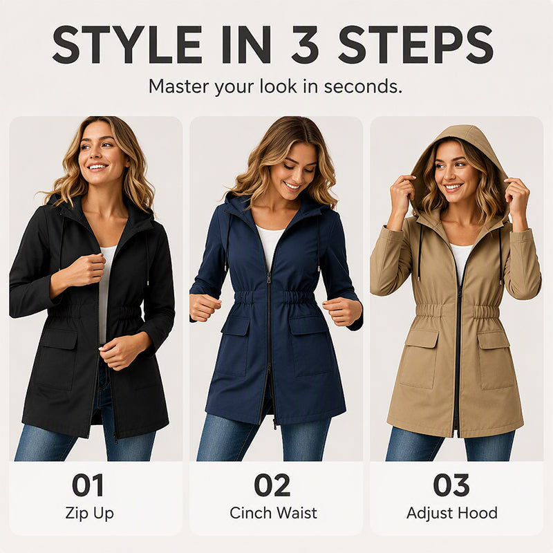 🌧️ Women's Water Resistant Hooded Rain Jacket – Lightweight Protection Meets Everyday Style