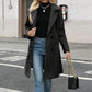 🧥High-quality women's clothing-Elegant Black Double-Breasted Coat: Comfortable Fit & Timeless Style