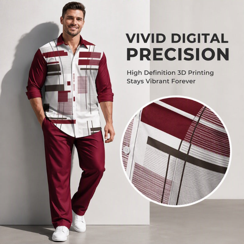Men's Plus Size Casual Shirt and Pants Set