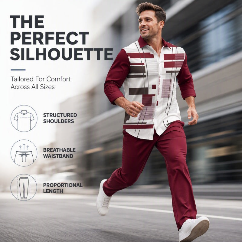 Men's Plus Size Casual Shirt and Pants Set