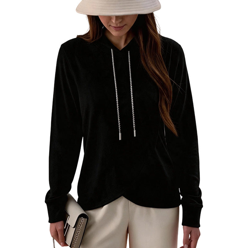 Women's Casual Irregular Hem Hooded Sweatshirt