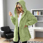 🌸 55% OFF NOW!Hooded Fluffy Fleece Cardigan, Textured Check Pattern Open Front Coat with Pockets