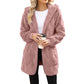 🌸 55% OFF NOW!Hooded Fluffy Fleece Cardigan, Textured Check Pattern Open Front Coat with Pockets