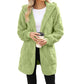 🌸 55% OFF NOW!Hooded Fluffy Fleece Cardigan, Textured Check Pattern Open Front Coat with Pockets