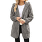 🌸 55% OFF NOW!Hooded Fluffy Fleece Cardigan, Textured Check Pattern Open Front Coat with Pockets