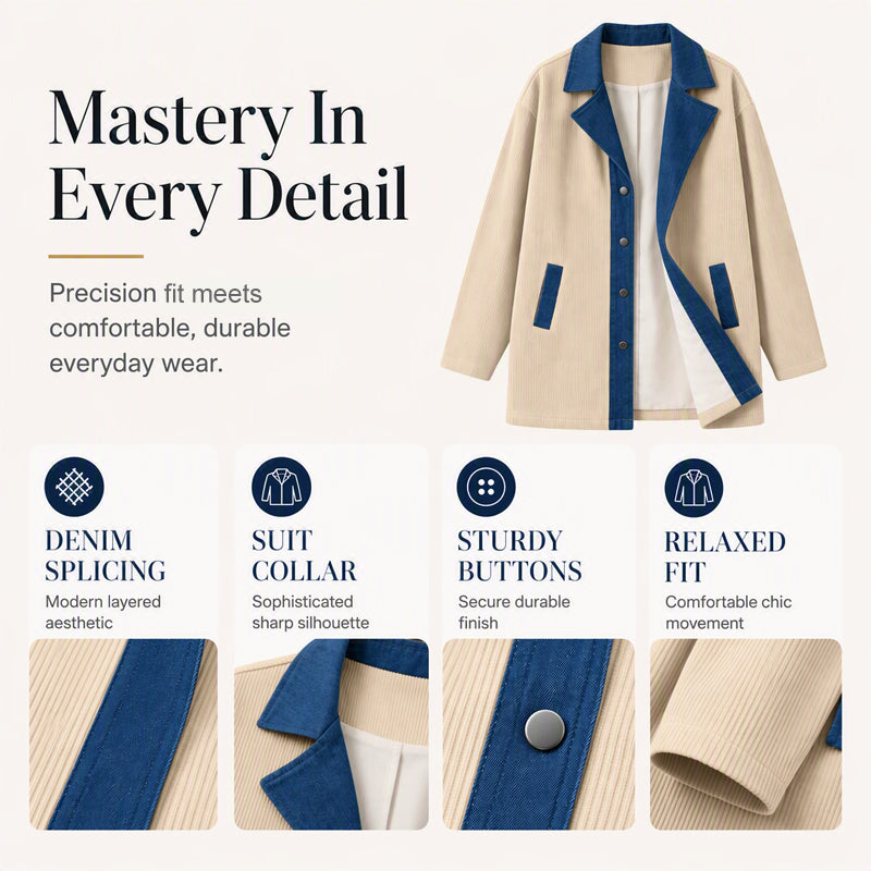 🏆Bestseller 🧥 Denim Patchwork Casual Jacket – Effortless Layering & All-Day Comfort for Every Look