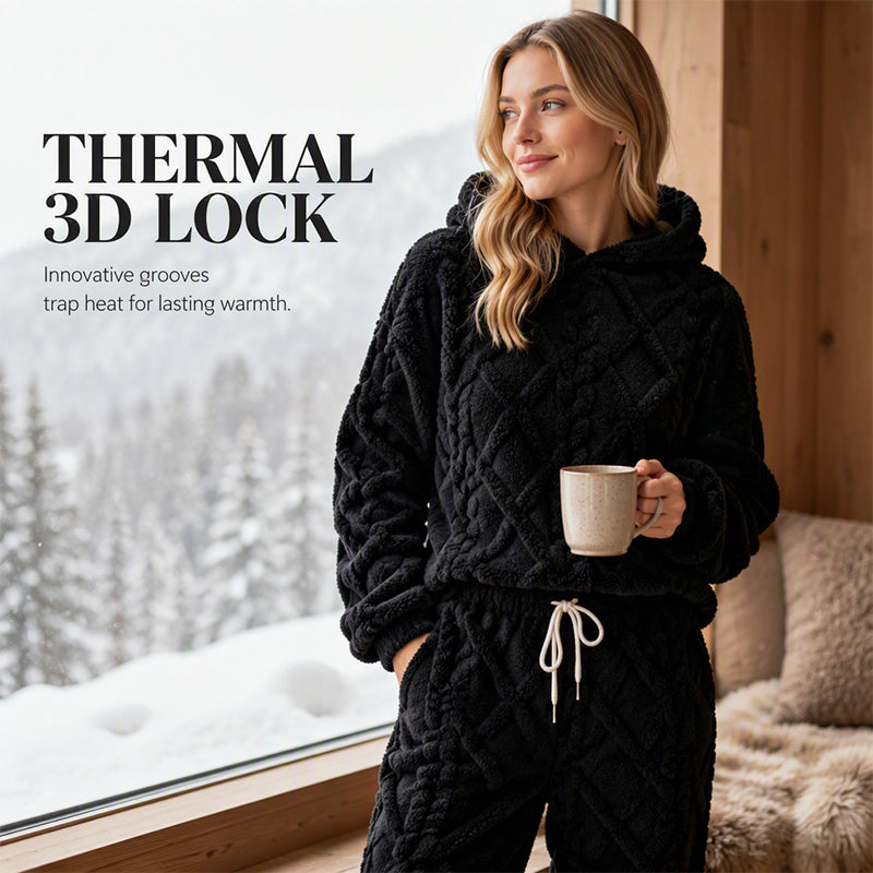 ☁️ All-Day Cosy Comfort | Women's Embossed Plush 2-Piece Lounge Set