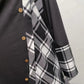 Plaid Patchwork Asymmetrical Neck Long Sleeve Dress