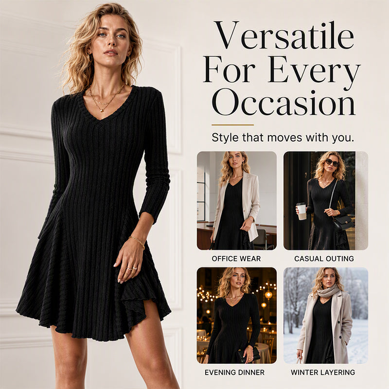 Women's Knit Long Sleeve A-Line Dress
