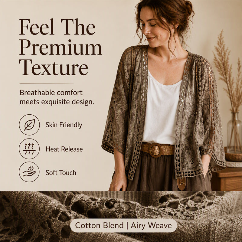 ✨ Effortless Layering | Women's Openwork Lace Knit Cardigan