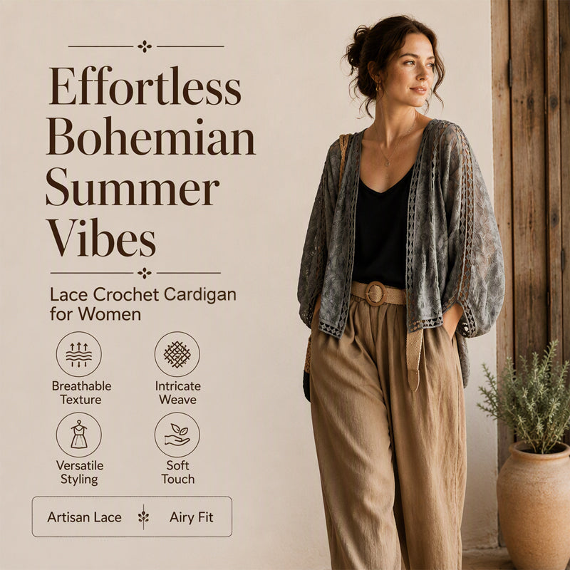 ✨ Effortless Layering | Women's Openwork Lace Knit Cardigan