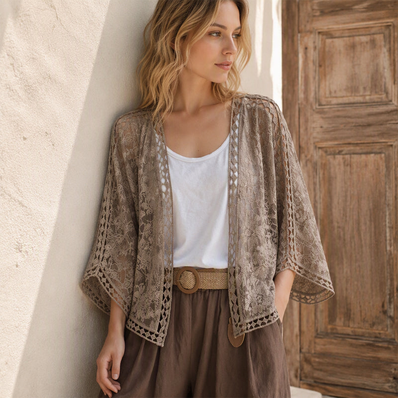✨ Effortless Layering | Women's Openwork Lace Knit Cardigan