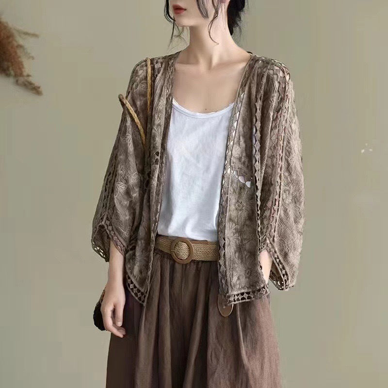 ✨ Effortless Layering | Women's Openwork Lace Knit Cardigan