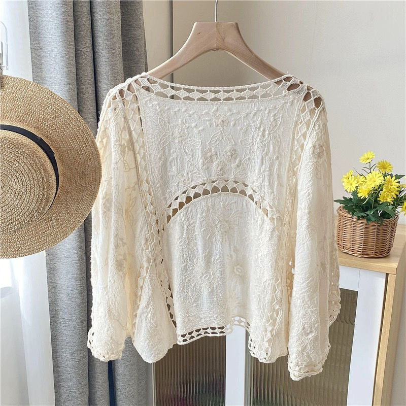 ✨ Effortless Layering | Women's Openwork Lace Knit Cardigan