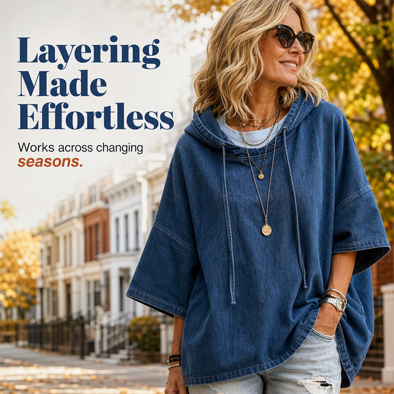 🍂 Women's Casual Loose Denim Hoodie – Relaxed Comfort & Effortless Autumn Style
