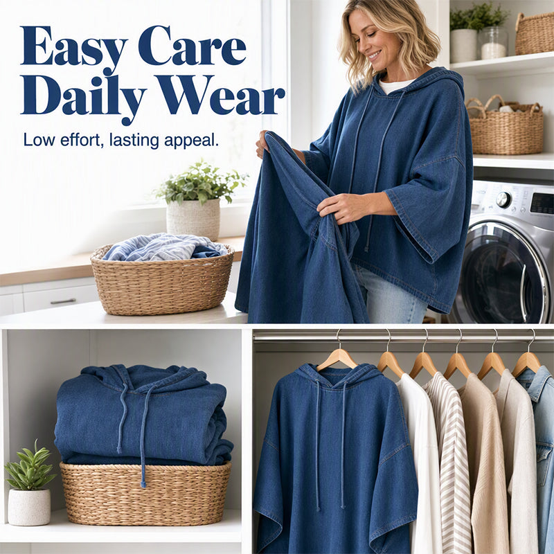 🍂 Women's Casual Loose Denim Hoodie – Relaxed Comfort & Effortless Autumn Style