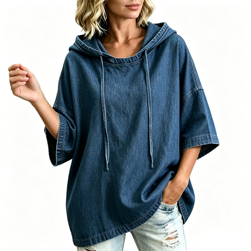 🍂 Women's Casual Loose Denim Hoodie – Relaxed Comfort & Effortless Autumn Style