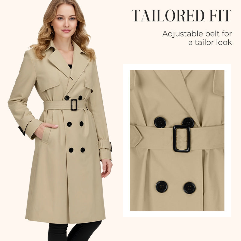 🍂 Women’s Double-Breasted Trench Coat – Timeless Elegance & Effortless Autumn Style