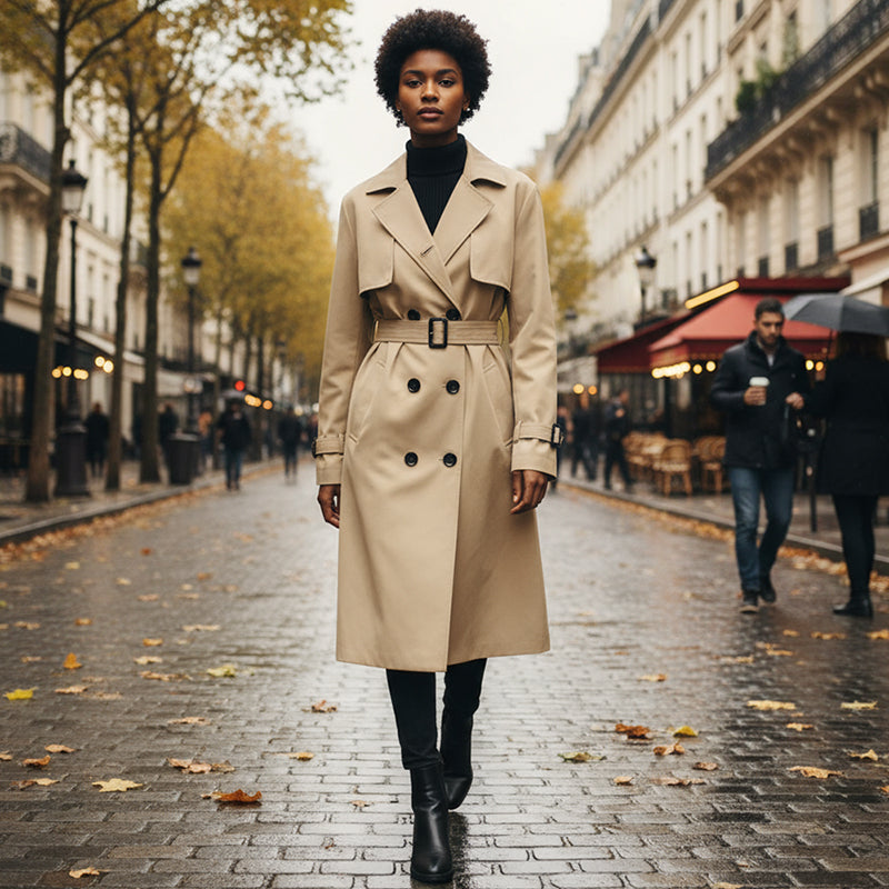 🍂 Women’s Double-Breasted Trench Coat – Timeless Elegance & Effortless Autumn Style