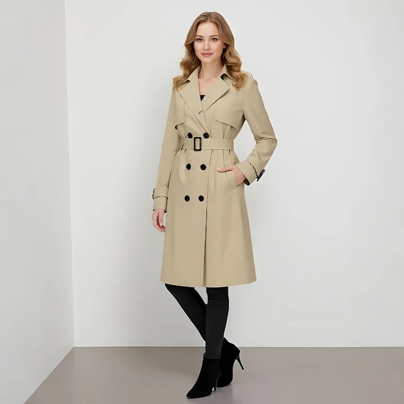 🍂 Women’s Double-Breasted Trench Coat – Timeless Elegance & Effortless Autumn Style