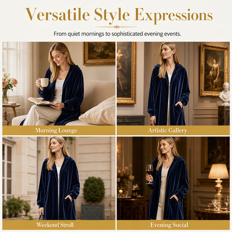 Women's Casual Velvet Hooded Cardigan