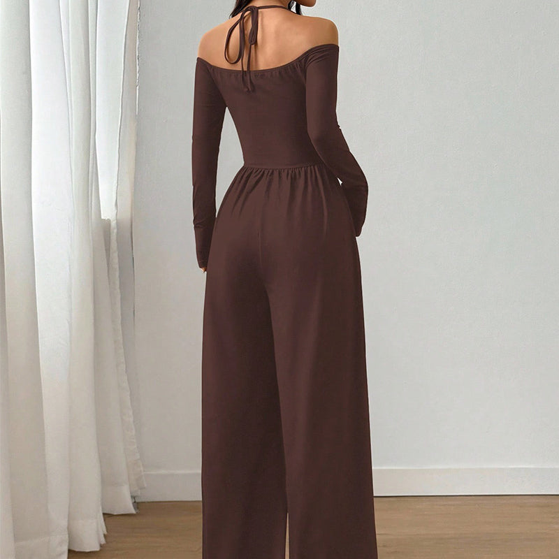 🥳AUTUMN HOT SALE🥳🍂50K+ SOLD!💥50% OFF! Women's Elegant Halter Neck Deep V Jumpsuit