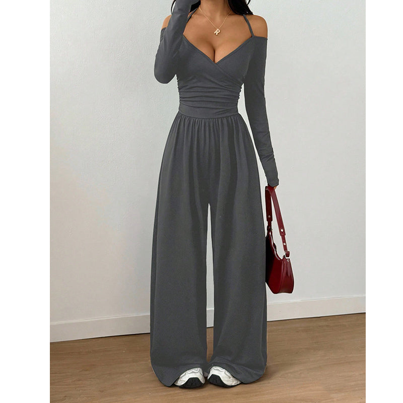 🥳AUTUMN HOT SALE🥳🍂50K+ SOLD!💥50% OFF! Women's Elegant Halter Neck Deep V Jumpsuit