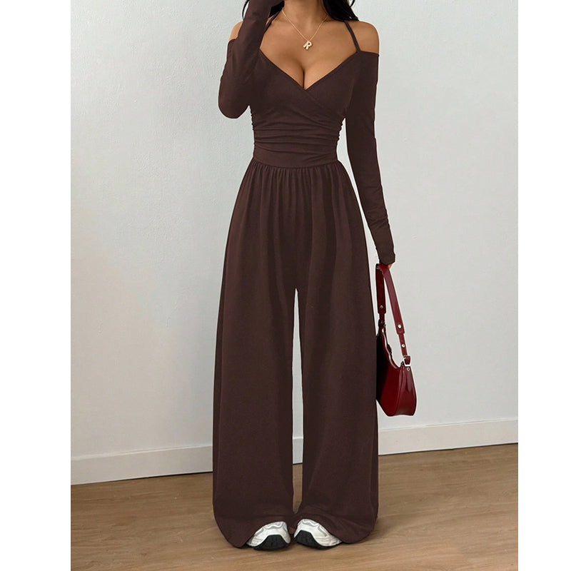 🥳AUTUMN HOT SALE🥳🍂50K+ SOLD!💥50% OFF! Women's Elegant Halter Neck Deep V Jumpsuit