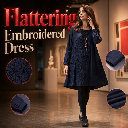 Women's Casual Long Sleeve Round Neck A-Line Dress