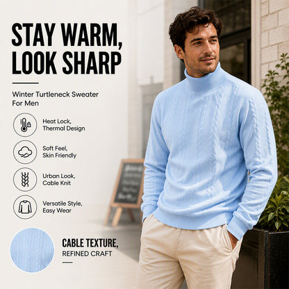Men's Turtleneck Cable Knit Sweater