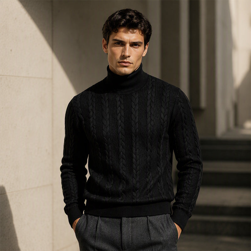 Men's Turtleneck Cable Knit Sweater
