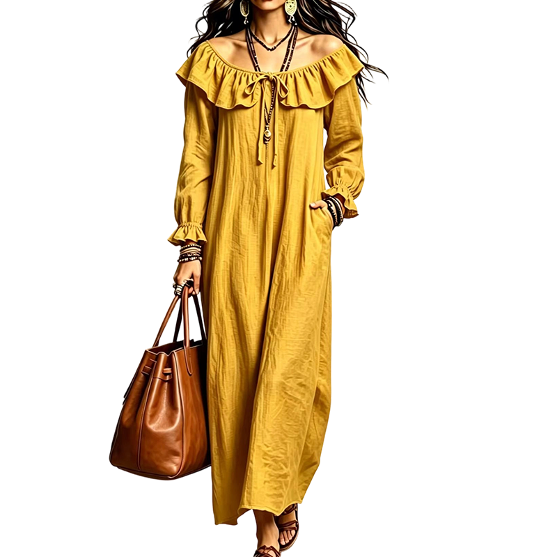 ⌛Limited-Time Offer-Women's Casual Off-Shoulder Maxi Dress
