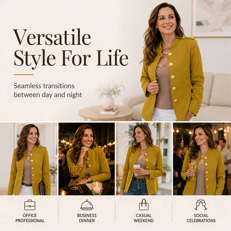 Women's Elegant Slim Fit Blazer with Gold Buttons