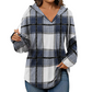 ✨👚Women's Plaid Hooded Long Sleeve Drawstring V Neck Shirts