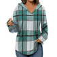 ✨👚Women's Plaid Hooded Long Sleeve Drawstring V Neck Shirts