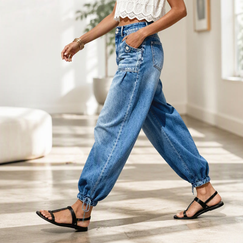 Women's High Waisted Stretchy Barrel Jeans