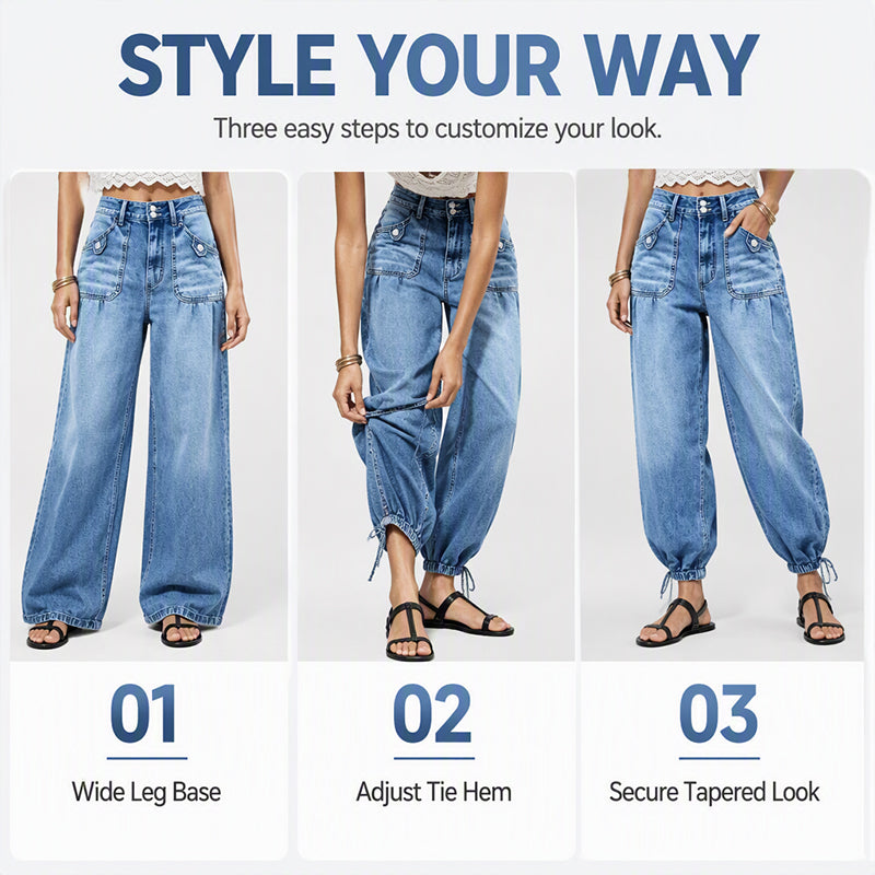 Women's High Waisted Stretchy Barrel Jeans