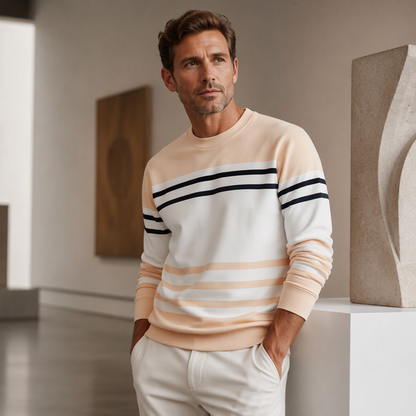 ✨Men's Striped Colorblock Long Sleeve Sweatshirt