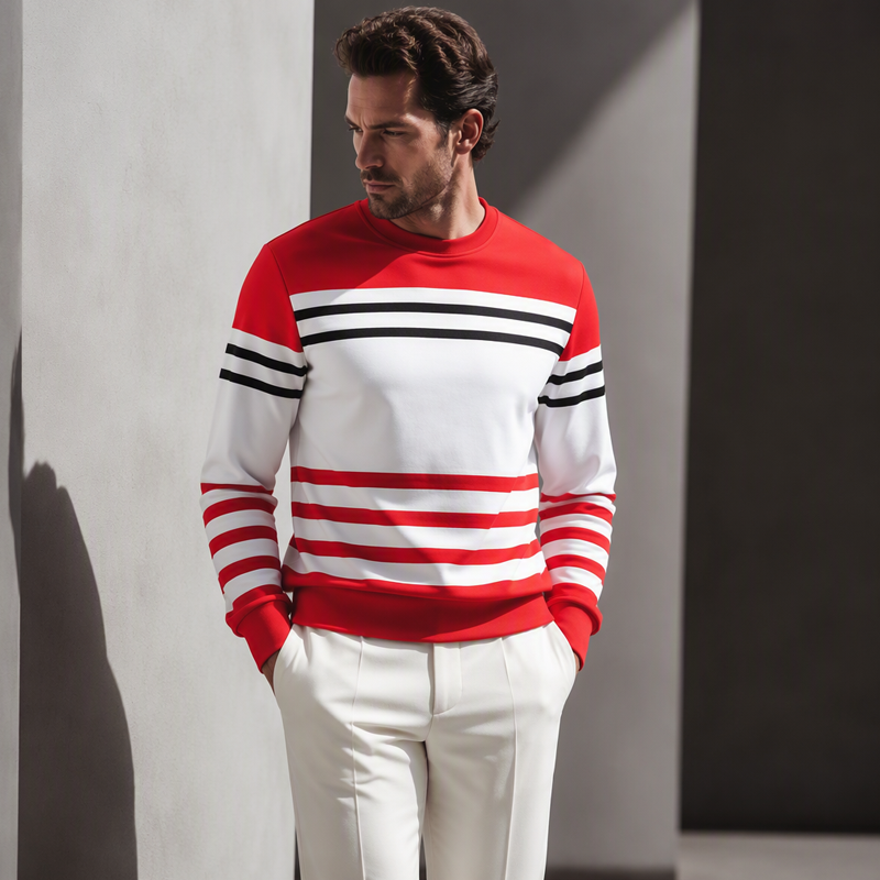✨Men's Striped Colorblock Long Sleeve Sweatshirt